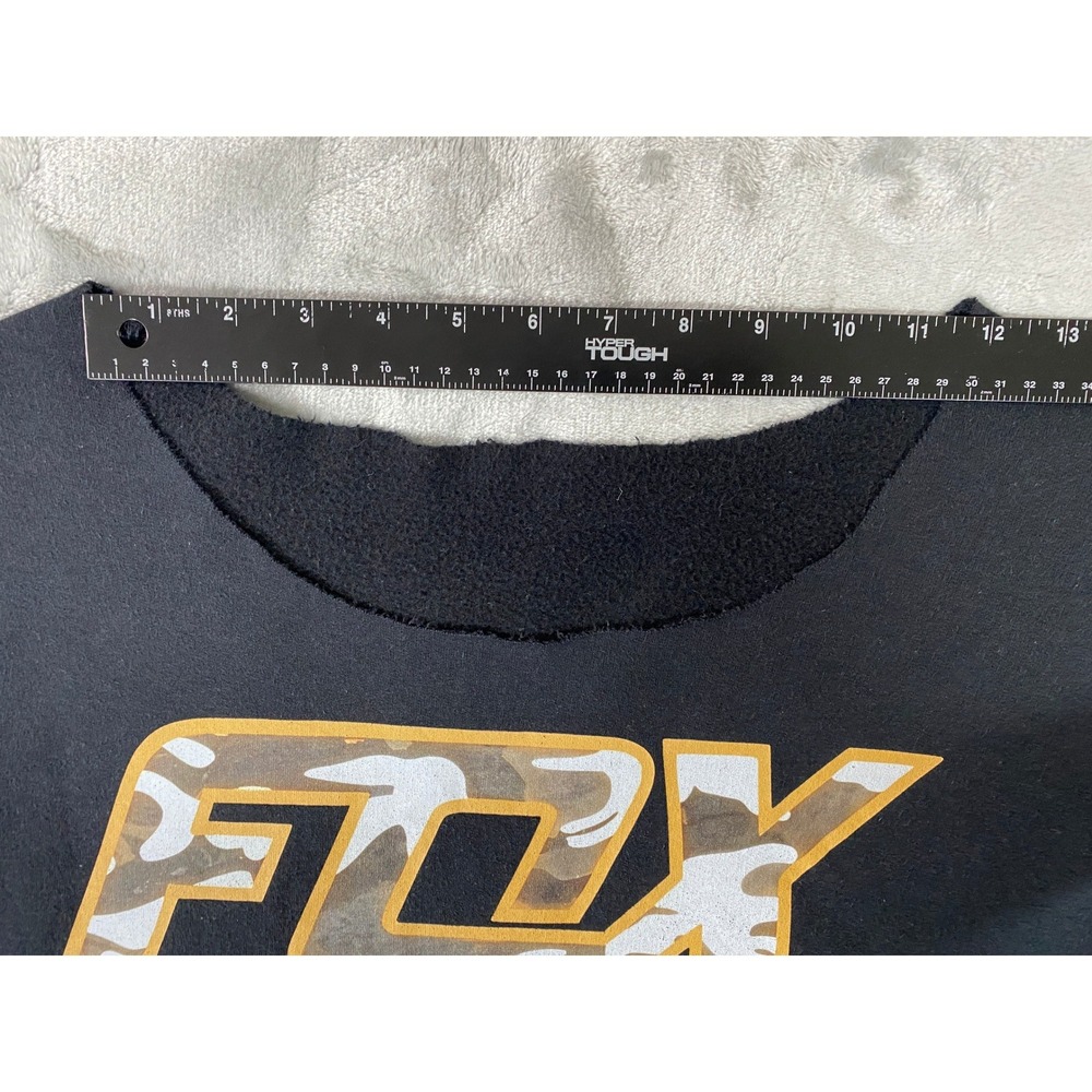 Fox Racing Sweatshirt Women's Medium Black Camo Logo Moto-X Cut Y2K Scoop Neck - Picture 5 of 5